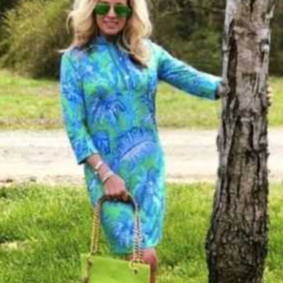 Gretchen Scott 3/4 sleeve Dress Green/Blue Medium - Picture 1 of 6